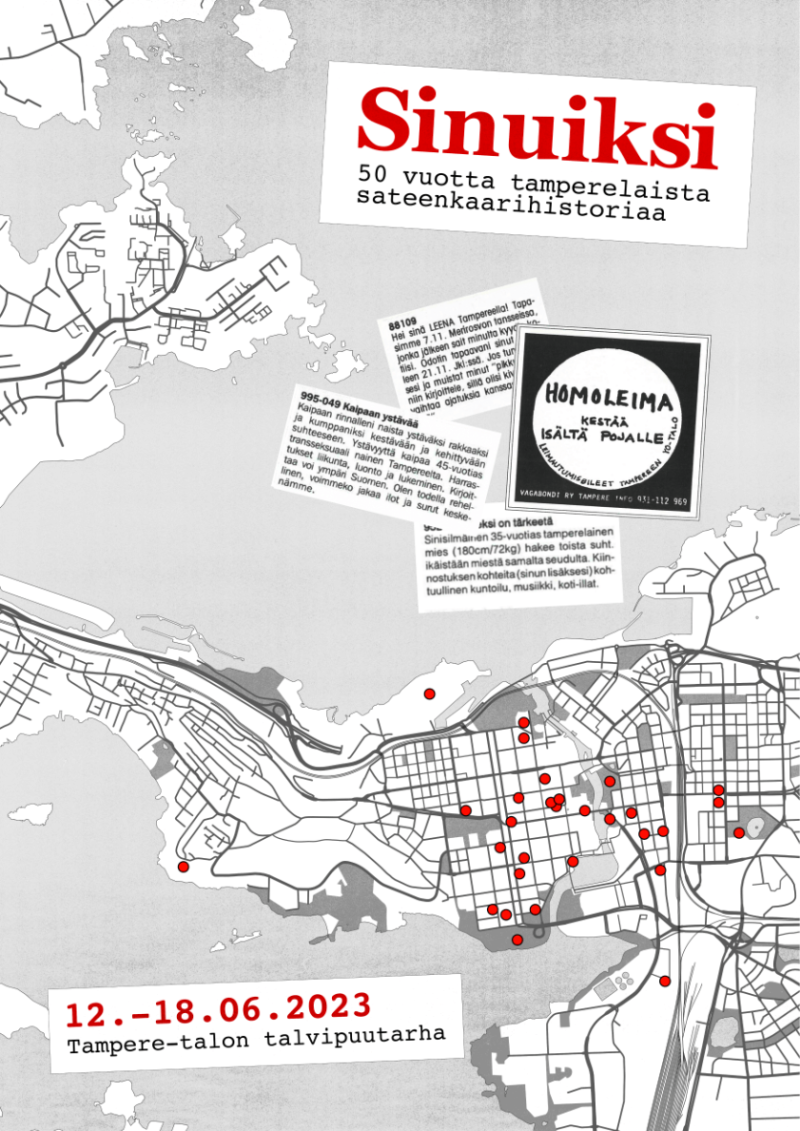 Sinuiksi ry 50 vuotisjuhlanäyttelyn mainoskuva