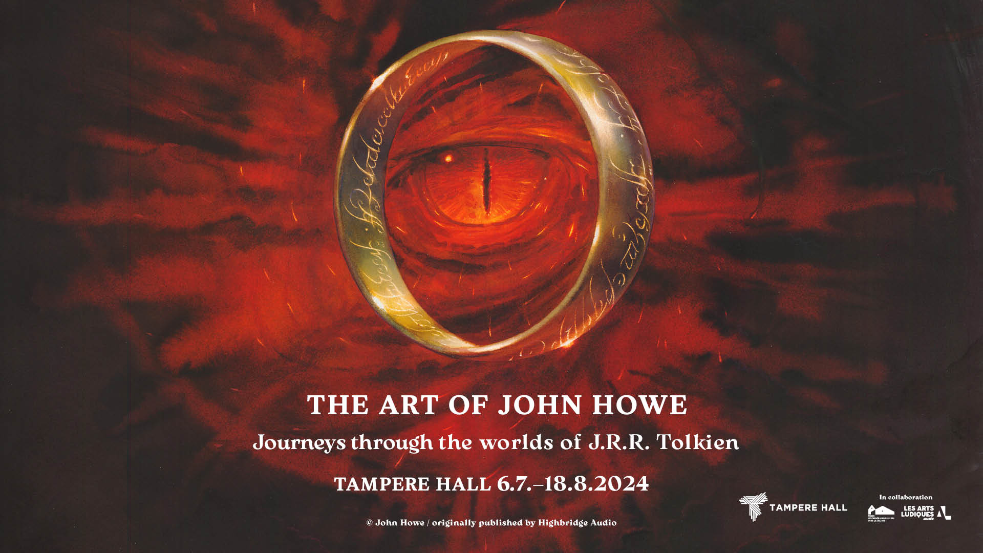 John Howe, "The Eye of Sauron", 2002, muste ja akvarelli paperille, alkuperäinen julkaisija Highbridge Audio.