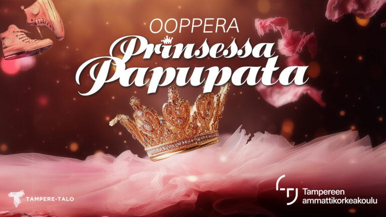 Tyllihame ja kruunu, sekä lentävät tennarit kuvaavat Prinsessa Papupataa.