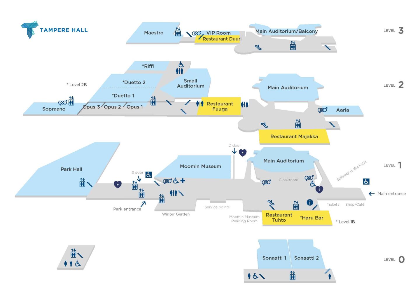 English floor plan of Tampere Hall