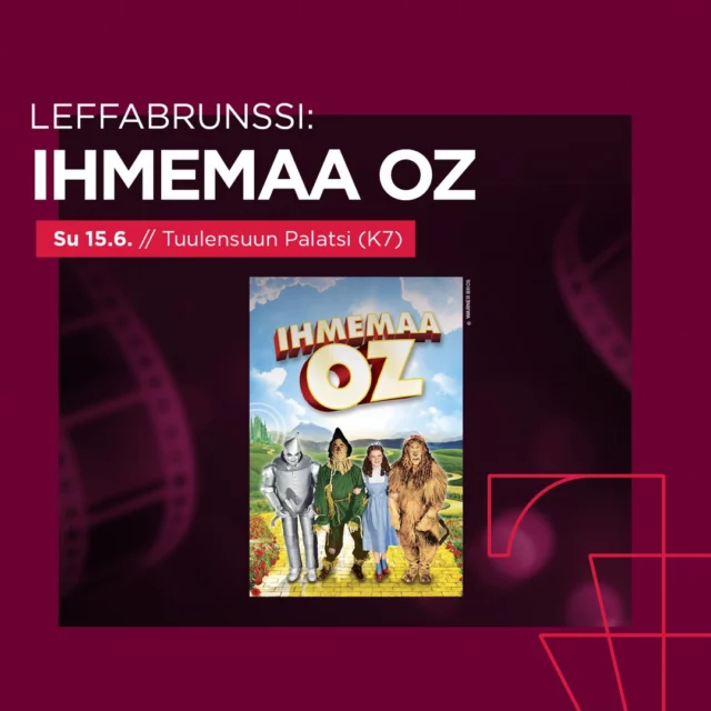 Yhteistyössä Manse Priden kanssa lisäsimme sunnuntaille 15.6. leffabrunssin! 🤩 Tuulensuun Palatsin upeassa miljöössä maukkaan brunssin ohella näytetään klassikko Ihmemaa Oz – The Wizard of Oz (1939, K7) ❤️

Leffabrunssilla nautit maittavia lähituotettuja herkkuja! Tarjolla on brunssiklassikoita sekä sesongin mukaisia ruokia, niin suolaisia kuin makeitakin.

Oheisohjelmana esitettävä Ihmemaa Oz herauttaa vedet silmiin ensimmäisen kymmenen minuutin aikana, kun Dorothy laulaa sydäntäsärkevän sateenkaarilaulunsa. Tunnettuun lastenkirjasarjaan perustuvassa tarinassa tornado vie maalaistytön ihmeelliseen Ozin maahan 😍

SUNNUNTAIKLASSIKKO: LEFFABRUNSSI – IHMEMAA OZ
📆 Su 15.6. klo 11.30
📍 Tuulensuun Palatsi
🎫 Kattaus 36 €, Sinuiksi Ry -jäsenkortilla 29 €, lapset 12-vuotiaaksi asti aikuisen seurassa 19 €

Lue lisää ja osta tarjoilut: tampere-talo.fi/tapahtuma/sunnuntaiklassikko-leffabrunssi-ihmemaa-oz 

@mansepride #tuulensuunpalatsi #leffabrunssi #mansepride #tampere