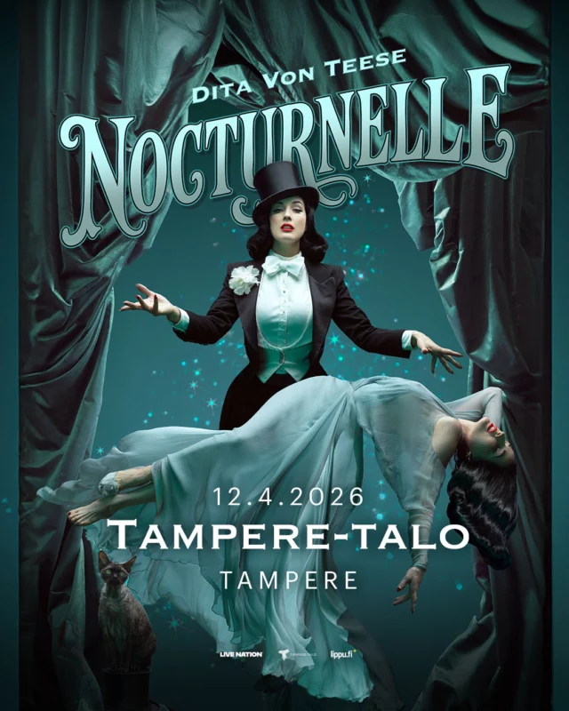 🎭 Burleskin kuningatar saapuu Tampereelle! 💎

Maailman kuuluisin burleskitähti Dita Von Teese esiintyy ensimmäistä kertaa Suomessa – ja vain Tampere-talossa! 🌟

📍Dita Von Teese: Nocturnelle (US) K18
🗓️ Su 12.4.2026 klo 19
📌 Tampere-talo, Iso sali

Odotettavissa on häikäisevä spektaakkeli, jossa yhdistyvät vanhan Hollywoodin lumo, taianomaiset illuusiot ja säkenöivä tyylikkyys. 💃🎩 Dita Von Teesen uutuuskiertue vie burlesquen uusiin ulottuvuuksiin – tätä ei kannata jättää väliin!

🎫 Liput myyntiin pe 6.6.2025 klo 10
👉 @tamperetalo & @lippu.fi
💎 Tarjolla on myös VIP-paketteja, jotka sisältävät valokuvauksen artistin kanssa esityksen jälkeen!

Lue lisää: 👉 tampere-talo.fi

🔞 Tapahtuma on K18. Permanto on anniskelualuetta.

@livenationfi #DitaVonTeese #Nocturnelle #Tamperetalo #burleski #burlesque #livenationfi