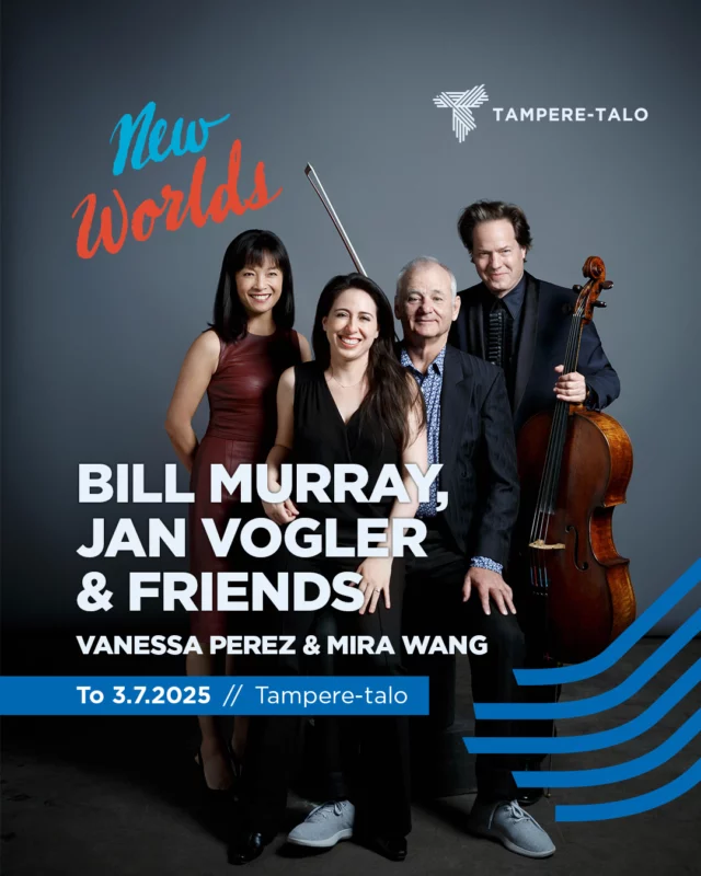 Bill Murray vierailee Tampere-talossa heinäkuussa! Onhan sinulla liput? 🤩

One night only! Legendaarinen näyttelijä ja koomikko Bill Murray esiintyy ensimmäistä kertaa Suomessa tuoden Tampere-taloon yhdessä sellisti Jan Voglerin kanssa huippuarvioita keränneen New Worlds -esityksen. Murrayn ja Voglerin lisäksi lavalla esiintyvät viulisti Mira Wang ja pianisti Vanessa Perez. Kunnianhimoista taideprojektia on esitetty yli 60 kaupungissa ympäri maailman. 🌍

New Worlds yhdistää klassisia ja uudempia musiikin ja kirjallisuuden teoksia, nostaa esiin amerikkalaisen kirjallisuuden ja musiikin ydinarvoja sekä kertoo taiteilijoiden rakentamista silloista Amerikan ja Euroopan välillä. Kulttuurialaa muovanneet vaikuttajat, kuten Mark Twain, Walt Whitman, Leonard Bernstein ja George Gershwin saavat osansa Murrayn ja muusikoiden luovissa käsissä. 📌

Murray on vangitseva esiintyjä, joka liikkuu sulavasti vakavuuden ja huumorin välillä. Franz Schubertin ja Maurice Ravelin sävellysten lomassa näyttelijä lukee kirjallisia otteita James Fenimore Cooperilta ja Ernest Hemingwaylta sekä esittää lauluja Stephen Fosterista Stephen Sondheimiin ja Tom Waitsista Bruce Hornsbyyn. 🎵

⏰ To 3.7.2025 klo 19
🌍 New Worlds: Bill Murray, Jan Vogler & Friends
🎵 Vanessa Perez & Mira Wang
📌 Iso sali, Tampere-talo
🎫 Liput alk. 49,90 €

Osta liput: 👉 @tamperetalo @lippu.fi

#NewWorlds #BillMurray #JanVogler #VanessaPerez #MiraWang #Tamperetalo #Tampere #menovinkit #VisitTampere