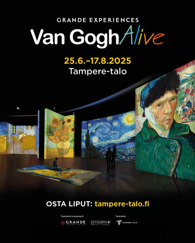 Van Gogh Alive -kesänäyttely avataan ensi viikolla! 💛

Van Gogh Alive on yksi maailman suosituimmista immersiivisistä taidenäyttelyistä, ja nyt se nähdään ensimmäistä kertaa Suomessa. Näyttely tarjoaa saavutettavia taide-elämyksiä, jotka ihastuttavat koko perhettä.

"Olemme iloisia, että ensiluokkainen taide-elämyksemme saapuu Suomeen. Globalisaation ja teknologiamme ansiosta voimme tehdä kulttuurielämyksistä entistä saavutettavampia suurelle yleisölle. Mikään ei toki voita alkuperäisen taideteoksen näkemistä omin silmin", Grande Experiencesin perustaja Bruce Peterson kertoo.

Tampere-taloon saapuvan kesänäyttelyn avajaisia juhlitaan jo ensi viikolla 😍 Voit ostaa näyttelyyn päiväkohtaisen lipun tai avoimen päivän lipun. Avoimen päivän lipulla voit saapua minä tahansa näyttelypäivänä, kun taas päiväkohtaisella lipulla valitset vierailupäiväsi etukäteen.

Voit viipyä näyttelyssä niin kauan kuin haluat ja näyttelyn kokemiseen kannattaa varata aikaa ainakin 1–2 tuntia.

Näyttelyn ohessa voit jatkaa moniaistillista elämystäsi Ravintola Tuhton puolella 😋 Ravintola Tuhtoon on luotu näyttelyn inspiroima, herkullinen kolmen ruokalajin Van Gogh Alive -menu, joka täydentää täydellisesti taidekokemuksesi.

Lue lisää ja osta liput: tampere-talo.fi/tapahtuma/van-gogh-alive-kesanayttely 

#vangoghart #tamperetalo #elämystentalo #elämäsitilaisuus #tampere #visittampere @visittampereofficial