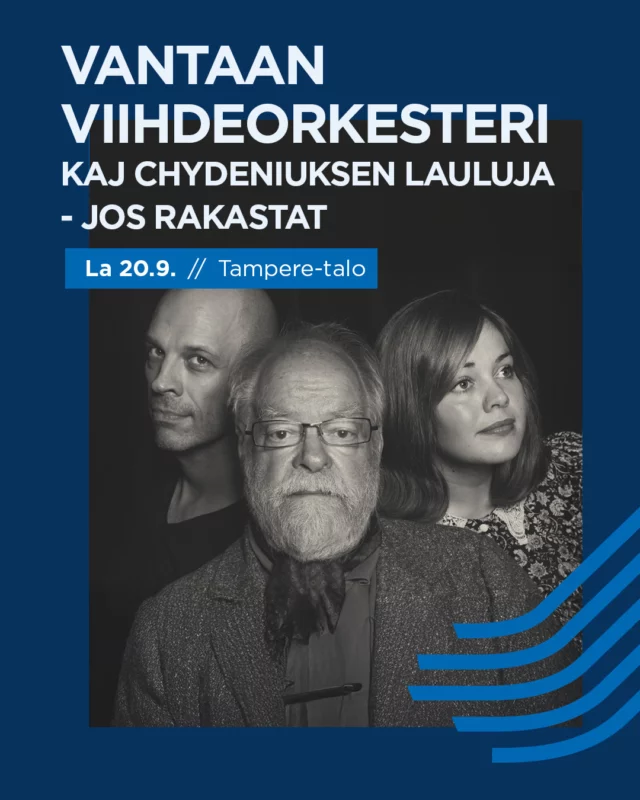 Iki-ihanan Kaj Chydeniuksen laulut soivat syksyllä Tampere-talossa! 😍

Vantaan Viihdeorkesteri esitti loppuunmyydyn Jos rakastat -konsertin Helsingin Musiikkitalossa helmikuussa. Syyskaudella konsertti saapuu Tampere-taloon! Orkesteria johtaa Tomas Djupsjöbacka. ✨ 

Kiitosta saaneessa konsertissa Jussi Chydenius esittää yhdessä Vantaan Viihdeorkesterin kanssa omat suosikkinsa isänsä laajasta tuotannosta: ohittamattomia, kaikille tuttuja klassikkoja sekä hienoja, vähemmän tunnettuja sävellyksiä. Vierailevana solistina toimii palkittu näyttelijä-laulaja Oona Airola. 🙏

Kappaleiden klassikkokategoriaa edustavat Sinua, sinua rakastan, Nuoruustango, Laulu kuolleesta rakastetusta ja Kalliolle kukkulalle. Vähemmän tuttuja ovat Aulikki Oksasen runoon tehty, yksinkertaisen kaunis Syleily sekä Joakim Grothin runosta suomennettu, dramaattisempi ja teatraalisempi Rakkaus rakkaus. 🎵

✨ VVO: Kaj Chydeniuksen lauluja – Jos rakastat
⏰ La 20.9. klo 19 
📍 Iso sali, Tampere-talo
🎫 Liput 79,90/69,90/59,90 €, eläkeläiset, opiskelijat ja työttömät 76,40/66,40/56,40 €

Osta liput: 👉 tampere-talo.fi

@vantaanviihdeorkesteri @jussichydenius @oonaairola #KajChydenius #Josrakastat #VantaanViihdeorkesteri #Tampere #Tamperetalo